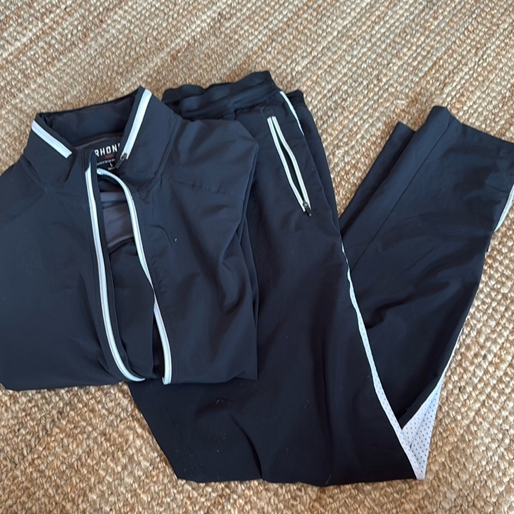 RHONE Black Windbreaker set with White Trim